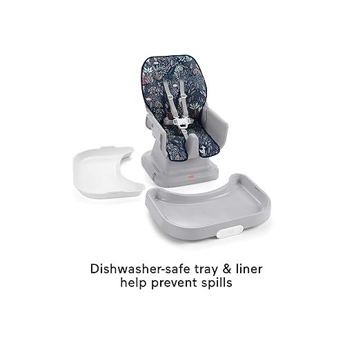 피셔프라이스 Fisher-Price SpaceSaver Simple Clean High Chair Baby to Toddler Portable Dining Seat with Removable Tray Liner, Moonlight Forest
