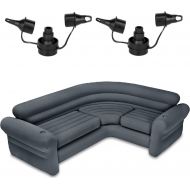 Intex Air Pump w/ 3 Nozzles (2 Pack) w/ Intex Inflatable Couch w/ Cupholders