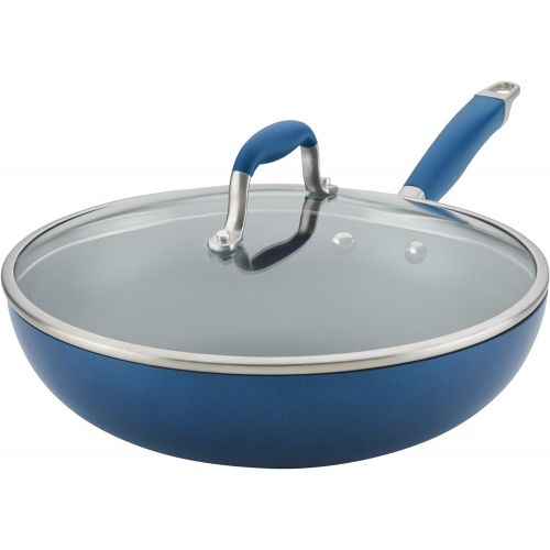  [아마존베스트]Anolon Advanced Home Hard Anodized Nonstick Frying/Saute/All Purpose Pan with Lid, 12 Inch, Indigo Blue