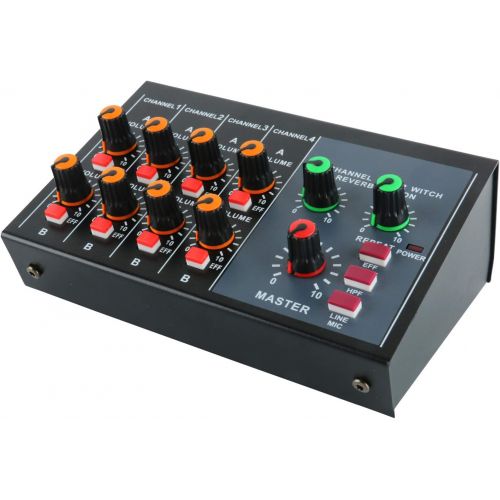  [아마존베스트]YaeCCC Mini 8 Channels Metal Mono Stereo Audio Sound Reverberation Mixer with Power Adapter Cable Low Noise