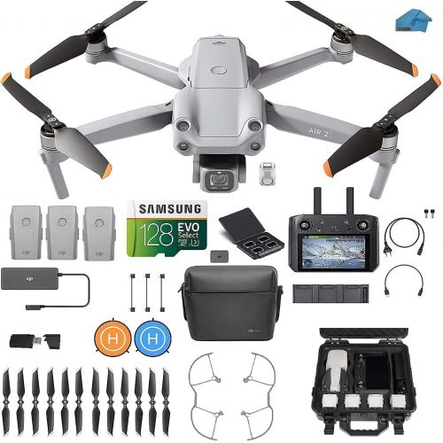 디제이아이 DJI Air 2S Fly More Combo with Smart Controller - Drone Quadcopter UAV with 3-Axis Gimbal Camera, 5.4K Video, 3 batteries, Case, 128gb SD Card, Lens Filters, Landing pad Kit with M