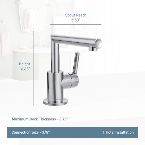  Moen S43001BN Arris One-Handle Single Hole Modern Bathroom Faucet, Brushed Nickel