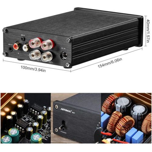  AIYIMA A07 TPA3255 Power Amplifier 300Wx2 HiFi Class D Stereo Digital Audio Amp 2.0 Channel Amplifier for Passive Speaker Home Audio (A07+DC 32V Power Adapter)