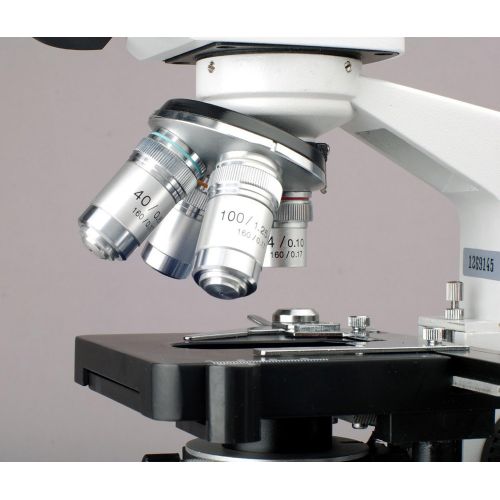  [아마존베스트]AmScope T120B Professional Siedentopf Trinocular Compound Microscope, 40X-2000X Magnification, WF10x and WF20x Eyepieces, Brightfield, LED Illumination, Abbe Condenser with Iris Di