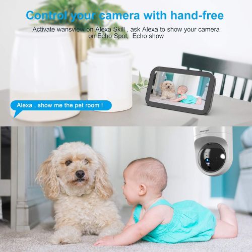  [아마존베스트]Baby Monitor Camera, Wansview 1080PHD Wireless Security Camera for Home, WiFi Pet Camera for Dog and Cat, 2 Way Audio, Night Vision, Works with Alexa Q6-W …