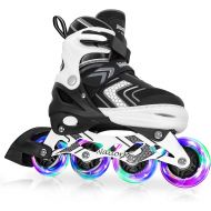 BASYNOL Nattork Adjustable Inline Skates for Kids with Full Light Up Wheels , Safe and Durable Inline Skates,Outdoor Roller Skates for Girls and Boys, Beginners