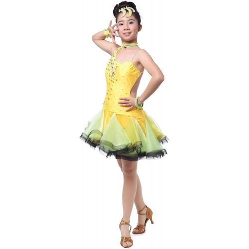  Colorfulworldstore Competition Ballroom Cha Cha Latin Salsa Ramba Samba Dance Dress for girls lady
