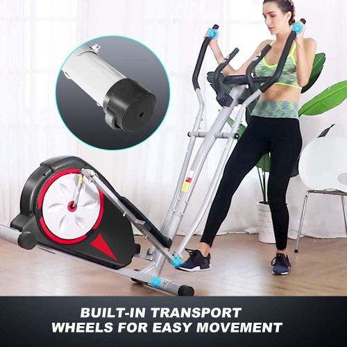  ANCHEER Elliptical Machine for Home Use, Elliptical Training Machines with 8 Level Magnetic Resistance, Pulse Rate Grips, LCD Monitor, Smooth Quiet Driven Cardio Cross Trainer, 350
