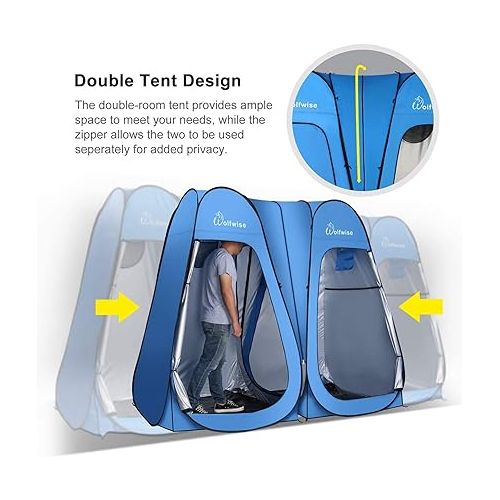  WolfWise 2 Room Pop Up Shower Privacy Tent Dressing Room Sun Shelter for Outdoor Camp Toilet Camping Biking Fishing