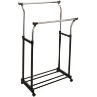 Organize It All Adjustable Double Rail Rolling Clothing and Garment Rack