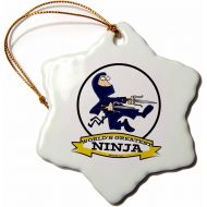 3dRose orn_103390_1 Funny Worlds Greatest Ninja Cartoon Snowflake Porcelain Ornament, 3-Inch