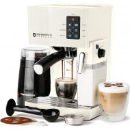 EspressoWorks Espresso Machine & Cappuccino Maker- 19 Bar Pump, 10 Pc All-In-One Espresso Maker & Milk Steamer, Inc: Bean Grinder, 2 Cappuccino & 2 Espresso Cups, Tamper, Single & Double Shot Fi