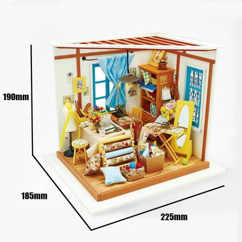  Rolife DIY Miniature Dollhouse Kit - 1/24 Sewing Room with LED Gifts for Boys Girls Women Friends (Lisas Tailor)