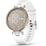 Garmin Lily, Small GPS Smartwatch with Touchscreen and Patterned Lens, Light Gold and White