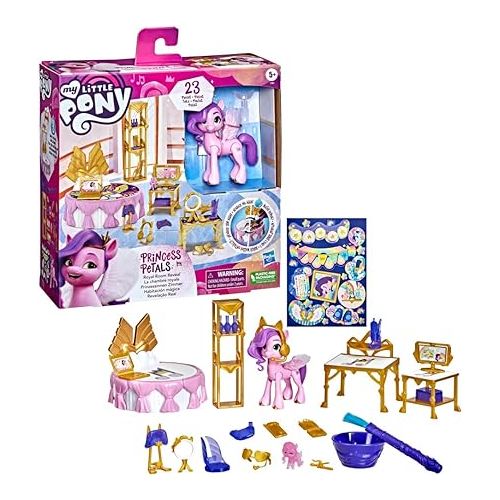 마이 리틀 포니 My Little Pony: A New Generation Royal Room Reveal Princess Pipp Petals - 3-Inch Pink Pony, Water-Reveal Accessories, Toy for Kids Ages 5 and Up