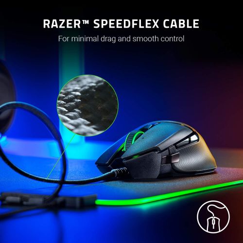 레이저 Razer Basilisk V2 - FPS Gaming Mouse (Gaming Mouse with New 20,000 Dpi Focus + Optical Sensor, 5G, Removable Dpi Switch and Customizable Scroll Wheel, RGB Chroma and USB) - Black