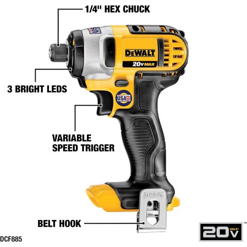  [아마존베스트]DEWALT 20V MAX Cordless Drill Combo Kit, 4-Tool (DCK466D2)