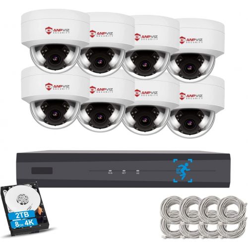 [아마존베스트]Anpviz 8CH 5MP PoE Home Security Cameras System with 2TB HDD, H.265 4K 8-Channel NVR Security System and 8pcs 5MP Outdoor Weatherproof 98ft Night Vision PoE IP Cameras with Audio f