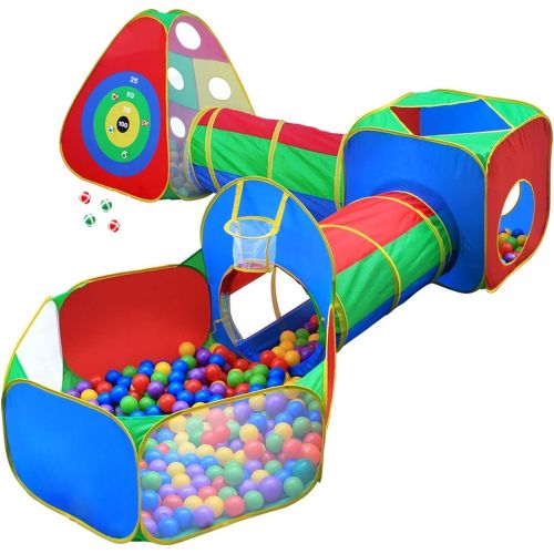  [아마존베스트]Hide N Side 5pc Kids Ball Pit Tents and Tunnels, Toddler Jungle Gym Play Tent with Play Crawl Tunnel Toy, for Boys babies infants Children, Pit Balls NOT Included, Indoor Outdoor Gift, Target