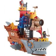 Fisher-Price Imaginext Preschool Toy Shark Bite Pirate Ship Playset with Figure & Accessories for Pretend Play Ages 3+ Years