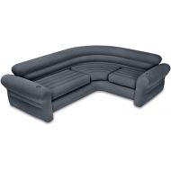 Intex Inflatable Indoor Corner Couch Sectional Sofa w/Cupholders, Gray (2 Pack)