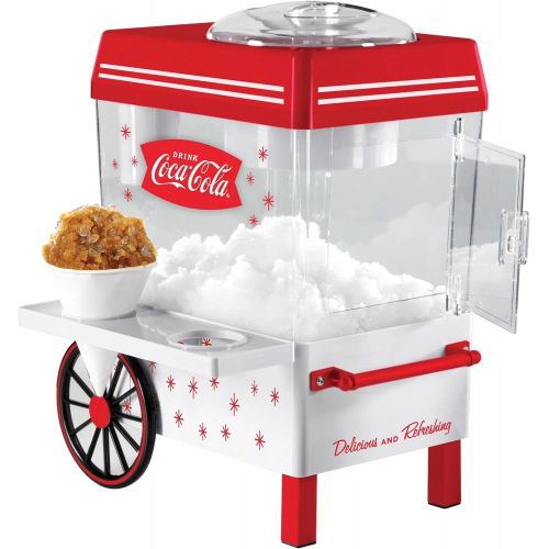  [아마존베스트]Nostalgia SCM550COKE Coca-Cola Countertop Snow Cone Maker Makes 20 Icy Treats, Includes 2 Reusable Plastic Cups & Ice Scoop  White/Red