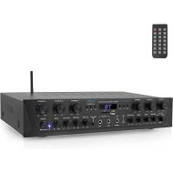 Pyle Wireless Home Audio Amplifier System-Bluetooth Compatible Sound Stereo Receiver Amp - 6 Channel 600Watt Power, Digital LCD, Headphone Jack, 1/4'' Microphone in USB SD AUX RCA FM Radio-PTA66BT.5