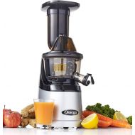 Omega MegaMouth Vertical Low Speed Quiet Juicer with Smart Cap Spout Tap, 240-Watt, Silver