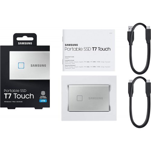 삼성 [아마존베스트]SAMSUNG T7 Touch Portable SSD 2TB - Up to 1050MB/s - USB 3.2 External Solid State Drive, Black (MU-PC2T0K/WW)