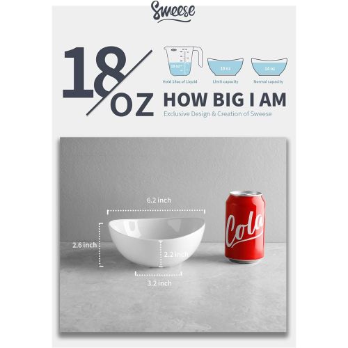  [아마존베스트]Sweese 101.000 Porcelain Bowl - 10 Ounce for Ice Cream Dessert, Small Side Dishes - Set of 1, White