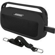TXesign Silicone Case Cover for Bose SoundLink Flex Bluetooth Portable Speaker Travel Protective Carrying Pouch with Handle Anti-dust Plug for Bose SoundLink Flex (Black)