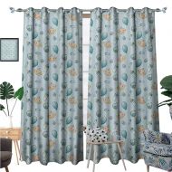 BlountDecor Baby Room Darkening Wide Curtains Infant Head with Balloons Pacifiers and Milk Bottles Newborn Inspired Customized Curtains W96 x L84 Baby Blue Turquoise Tan