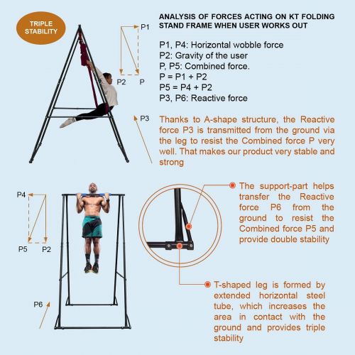  [아마존베스트]KT KHANH TRINH KT Aerial Yoga Stand Frame Indoor Outdoor KT1.1518. Max Height 92.5. Foldable, Portable, Height Adjustable, Stable and Durable Yoga Swing Stand Frame