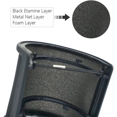  [아마존베스트]LEAGY Metal Mesh and Foam Layer Microphone Cover Handheld Microphone Pop Filter Windscreen Wind Screen Studio Shield Holder Black