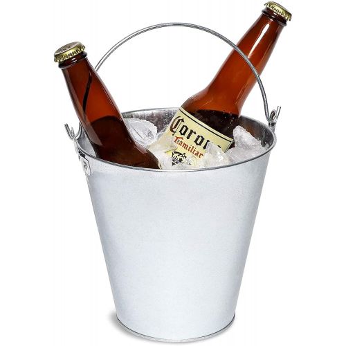  [아마존베스트]Juvale 3-Pack Galvanized Metal Ice Bucket Pails for Beer, Drinks, and Party Decorations, 7 Inches