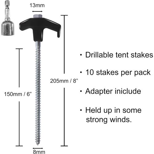  ABCCANOPY Drillable Garden Shed Stakes, Bonus Adapter, tie-Downs, Black