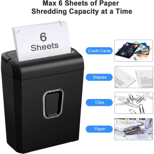 Bonsaii 6-Sheet Micro-Cut Paper Shredder, P-4 High-Security for Home & Small Office Use, Shreds Credit Cards/Staples/Clips, 2.9 Gallons Transparent Window Wastebasket, Black (C234-