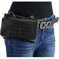Milwaukee Leather MP8854 Womens Black Leather Multi Pocket Belt Bag