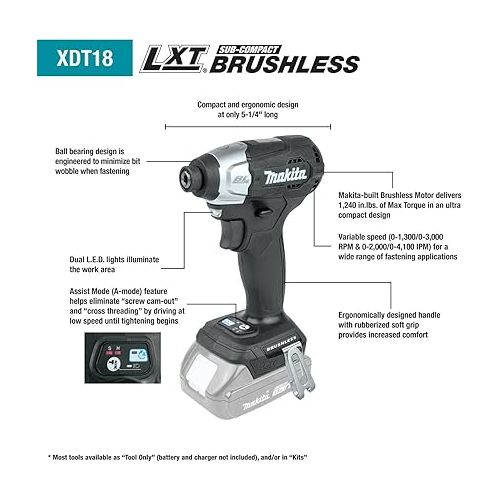  Makita CX205RB 18V LXT® Lithium-Ion Sub-Compact Brushless Cordless 2-Pc. Combo Kit (2.0Ah)