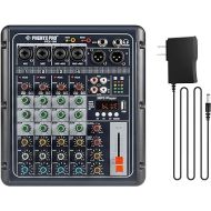 Phenyx Pro PRX-100 Audio Mixer, Compact 4+2 Channels Mixing Console with 3-Band EQ, USB Recording Interface, Bluetooth, 48V Phantom Power, suitable for Home Recording, Webcast, K Song