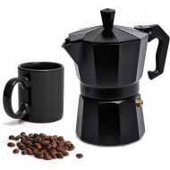 Mixpresso Aluminum Moka stove coffee maker With A Mug, Moka Pot Coffee Maker for Gas or Electric Stove Top, Classic Italian Coffee Maker, Espresso Greca Coffee Maker Brewer Percola