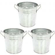 Hosleys 3 Pack of Galvanized Planters - 5 Diameter. Ideal Gift for Weddings, Special Events, Parties. O3
