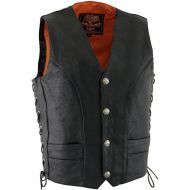 Milwaukee Mens 1.4mm Naked Cowhide Leather Laces Vest (Black, Size 56)