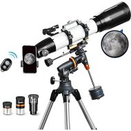 AOMEKIE Telescope 650x90mm Astronomical Refractor Telescope for Adults & Beginners, Fully Multi-Coated High Transmission Coatings EQ Mount with Tripod, Phone Adapter, Wireless Control