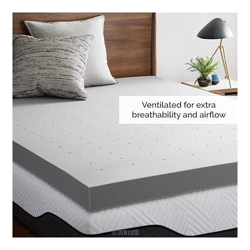  Lucid 4 Inch Mattress Topper Twin - Memory Foam - Bamboo Charcoal Infusion - Cooling Ventilation - Hypoallergenic - CertiPur Certified Foam