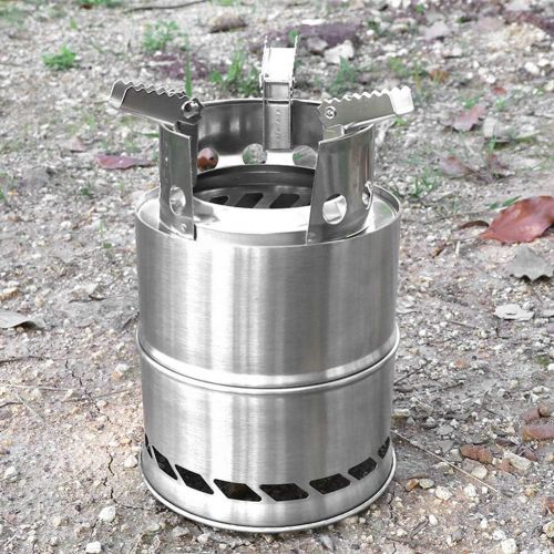  ZJchao BBQ Cooker Windproof Stove Camp Stoves, Rustproof Detachable Wood Stove, Stainless Steel Movable Oven Picnic for Camping