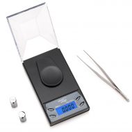 Smart Weigh Ultra Slim Jewel Digital Pocket Scale with Tweezers and Calibration Weight, 20g x 0.001g Capacity, Black