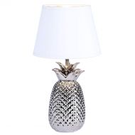 CO-Z Modern Table Lamp with Ceramic Pineapple Base in Brushed Nickel Finish, 16’’ Accent Lamp Bedside Lamp with White Fabric Shade, Decorative Desk Lamp for Living Room, Bedroom, U