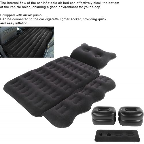  TOPINCN Plush Airbed, Easy Inflation Black PVC Flocking Air Bed Flocked Air Bed Inflatable Mattress Car Floating Bed Auto Accessories with Air Pump for Camping
