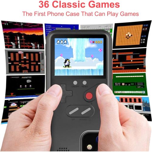  [아마존베스트]Gameboy Case for iPhone 6/6S/7/8, Chu9 Retro 3D Gameboy Style Silicone Cover Case with 36 Classic Games, Color Screen Playable Video Game Case for iPhone(Black, iPhone 6/6S/7/8)